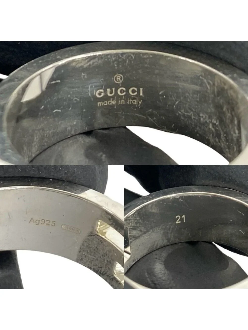 Gucci Logo Motif 925 Sterling Silver Ring 19.5 Handbag